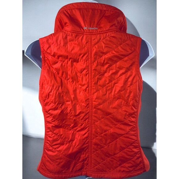 Columbia Women XL Quilted Fleece Zip Front Vest Red Lightweight Outdoor Layering - Picture 6 of 10